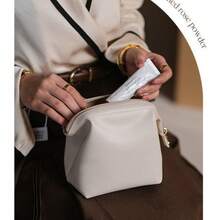Leather Makeup Bag Mini Travel Coin Purse Shell Bag Cloud-Shaped Cosmetic Storage Bag Portable - Off White - View 2