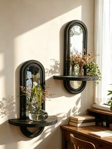1pc/2pcs Set DIY Arch Wall Mounted Mirror Frame, Modern Decorative Wall Hanging Storage Rack, Minimalist Hanging Vanity Organizer Rack, Elegant Mirror Frame Decor, Suitable For Living Room, Bedroom, Bathroom, Entryway, Dressing Room, Apartment Wall Display - Multicolor - View 3
