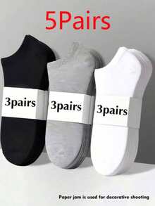1/5/10/15/20/30 Pairs Unisex Socks, Sports Socks, White/Black/Grey Ankle Socks, Invisible Socks, Solid Color Simple Fashion, Suitable For Daily Casual Wear - Multicolor - View 50