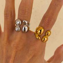 1枚18K镀金不锈钢厚开口戒指，适合女性、情侣、日常佩戴和派对场合，亦可作为礼物。 - 戒指 - 查看 2