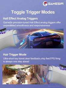 GameSir G8 Galileo Mobile Gaming Controller Compatible With IPhone 17 16 15 Series IOS Android Cellphone Gamepad Game Controle With Hall Effect Joystick And Triggers For Mobile Phone Cloud Gaming Egg Ns Emulators Adapted To Size 110-185mm Grey - View 9