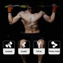 1 Paio di guanti da fitness obliqui, in vera pelle a 3 strati, antiscivolo e resistenti all'usura, con supporto regolabile per il polso, adatti per pull-up, sollevamento pesi, manubri, protezione dai calli - cintura di  inclinata - Visualizzare 2