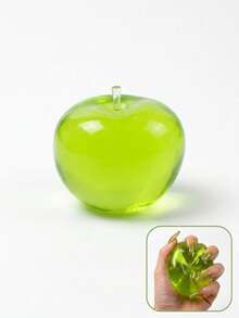 Green Apple Shaped Marshmallow Slow Rebound Toy, Super Soft Transparent Jelly Squeeze Toy, Fruit Themed Sensory Toy, Relieve Anxiety Hand Therapy Relaxation Toy, Suitable For Teenagers, Adults, Office Desk Daily Stress Relief Toy - Green - View 2
