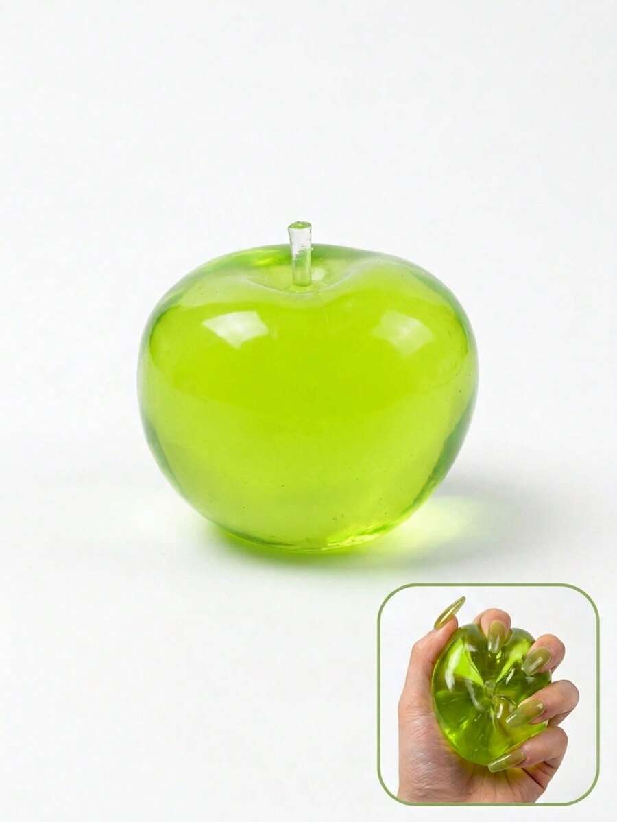 Green Apple Shaped Marshmallow Slow Rebound Toy, Super Soft Transparent Jelly Squeeze Toy, Fruit Themed Sensory Toy, Relieve Anxiety Hand Therapy Relaxation Toy, Suitable For Teenagers, Adults, Office Desk Daily Stress Relief Toy