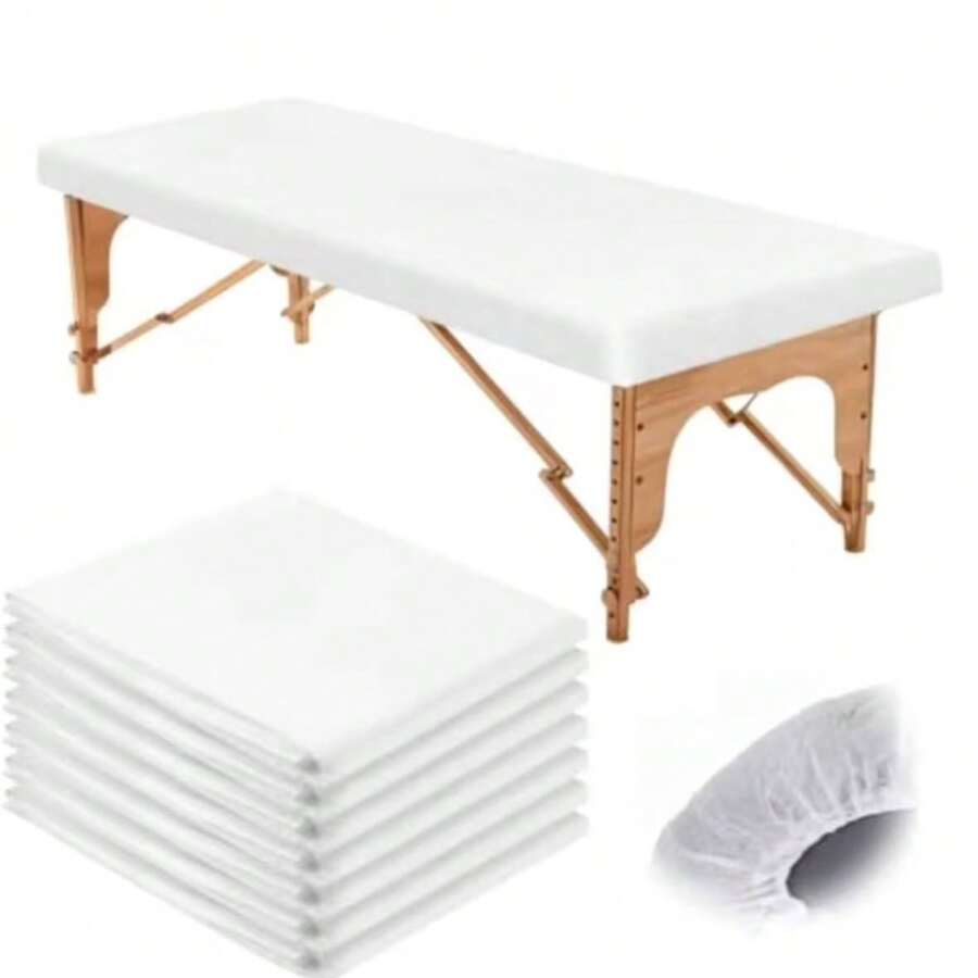Bộ 1/10/20/30 tấm ga trải giường massage dùng một lần, chất liệu vải không dệt co giãn, thoáng khí, thích hợp cho massage, spa, thẩm mỹ viện - Màu trắng - Nhiều màu - Xem 1