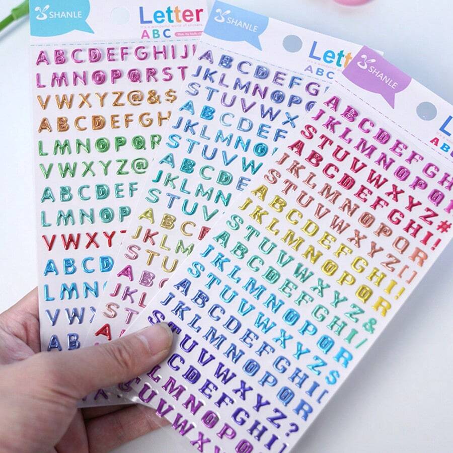 1pc 3D Colorful Dimensional English Letter Stickers, Early Education Stickers For Children, DIY Decorative Stickers, Suitable For Phone Cases, Diaries, Notebooks, Gifts, Toys For Toddlers