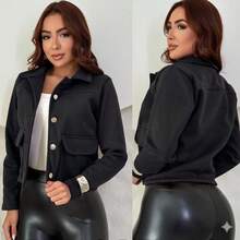 Women's Jacket, Winter Coat, Wool, Beaten Blazer, Cold Weather Fashion - Black - View 1
