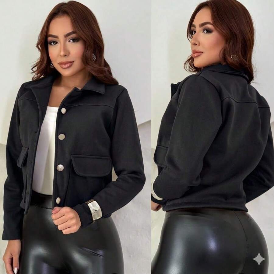 Women's Jacket, Winter Coat, Wool, Beaten Blazer, Cold Weather Fashion - Black - View 1