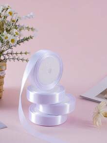 25碼/捲 白色緞面絲帶，手工蝴蝶結工藝，婚禮裝飾，DIY卡片禮品包裝，珠寶配件，禮品盒絲帶，提花編織絲帶，適用於返校季、情人節、婚禮、派對，多種寬度緞面絲帶編織細帶，禮品包裝蛋糕包裝材料蝴蝶結絲帶 - 白色 - 查看 7