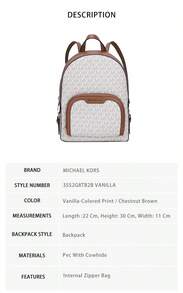 Mochila clásica de mujer Michael Kors - Estampado vainilla/Marrón bellota 35S2G8TB2B VAINILLA - Ver 9