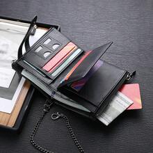 CarrKen New Business Dual Zipper Men's Snap Closure Short Wallet With Chain, Vertical Large Capacity Credit Card Holder, Front Zipper Coin Pocket, Perfect Gift For Him - Multicolor - View 9