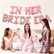 13件套新娘婚礼派对气球套装，包含16英寸“IN HER BRIDE ERA”粉色和玫瑰金混合气球，适用于新娘送礼会、婚礼、订婚派对装饰、单身派对、新娘送礼会、准新娘派对、派对装饰 - 彩色 - 查看 5
