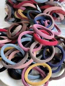 1/50/100 pièces Simples Noirs De Base 4 cm unicolore Couleur Élastique Cheveux Liens, Convient Pour Femmes Et Filles Quotidien Porter, Bandeaux, Chouchous, Supports De Queue De Cheval, Accessoires Cheveux, Élastiques Cheveux, Voyage, Anniversaire - Multicolore - Voir 2