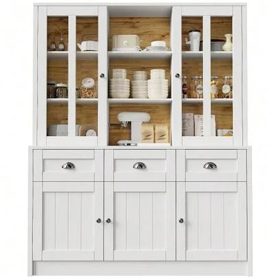 Tall Living Room Cabinets (140*38.5*175 Cm), Display Cabinet, Kitchen Cabinet, Dining Room Cabinet With Drawers, Modern Minimalist Tall Cabinet, Freestanding Display Cabinet For Kitchen, Living Room, Dining Room, Black