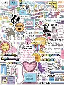 50 miếng dán meme hài hước, độc đáo, mang phong cách graffiti, thích hợp để tự làm sổ lưu niệm, sổ tay, máy tính bảng. Đồ dùng làm sổ lưu niệm. - 50 cái - Xem 12