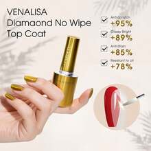 VENALISA No Wipe Gel Top Coat- High Gloss Shiny Long Lasting Top Coat Clear Gel Nail Polish, Soak Off Nail Art Home And Professional Manicure - ColorB - View 3