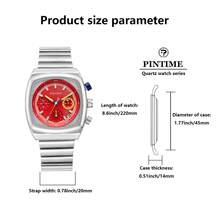 1pc Men's Classic Business Style, Fashionable Cushion-Shaped Square Case, Triple Chronograph Dial, Contrasting Crown Design, Suitable For Business Commute, Casual Wear, Retro Style Matching - one-size - View 2