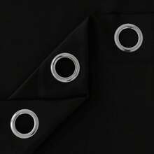Velvet-Textured Curtain, Eyelet Stitching, Color And Size Options Available, Made In Turkey - Black - View 5