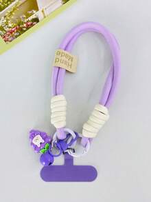 1pc Ins Style British Lanyard With Cute Animal & Fruit Pendant, Short Strap Suitable For Cartoon Camera, Earphone, Keychain, Bag, Universal Wrist Strap, Comes With Clip, Adorable & Fashionable, Anti-Lost - Multicolor - View 3