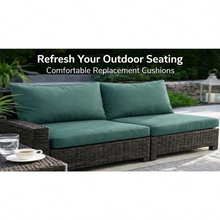 Rattan Garden Replacement Cushion Set Water Resistant For Patio Sofa Conservatory Use - Bottle Green - View 1