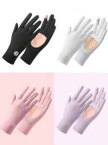 1 Pair Ice Silk Fingerless Gloves, 2026 Summer Driving Cycling Breathable UV Protection Touchscreen Gloves - A - View 1