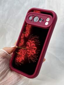 NR125 日本の赤い死の花,対応するPixel 10 9 8 Pro 9A 8A ケース、対応するiPhone17 16 15 14 13 12 11 Pro Max 7 8 16 15 14 Plus 16e 17e 17 Air ケース、フルカメラ保護ソフト TPU ケース、キャンディカラーエンジェルアイラダーマットシリコン肌に優しいタッチフォンケースカバー（女性＆女の子向け） - バーガンディ - チェックする 4