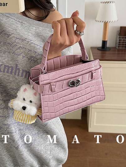 1pc Fashion Versatile Women's Crossbody Bag, Square Handbag With Stone Texture, Made Of PU Leather, Adjustable Shoulder Strap, No Accessories Included. Suitable For Daily Use, Shopping, School, Dating, Gift, Office, Work, Travel