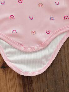 5pcs/Set Comfortable & Cute Baby Girl Casual Romper Set, Spring/Summer - Rose Red - View 6