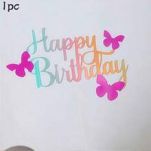 Set de 3 decoraciones de mariposas con brillo dorado para pastel, adecuado para decoración de fiesta de cumpleaños de niña - Multicolor - Ver 12