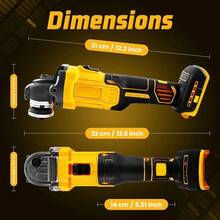 Angle Grinder Cordless For De-Walt 20V Max Battery, Brushless, 4 1/2" Cordless Grinder, Variable Speed, Powerful 20V Angle Grinder Tool For Grinding Polishing Cutting (Battery Not Included) - Yellow - View 4