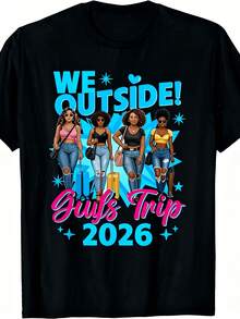 High-Elasticity Casual Fashion Graphic-Shirt: Our Trip To 2026 Patterned-Shirts, Suitable Group Vacations, 2026-Shirt With Printed Casual Street Style Top, Soft Short-Sleeved-Shirt, Suitable Daily Wear, Parties And Outings, Summer Outfit Ideas, Matching Family Sizes, Must-Have-Shirts Fans,Girls Trip 2026 Tshirt,Graphic Teen, Tweens Girl Clothes,, Last Day Of School Shirt,Big Sister Shirt, S-Tranger -Thing,Top,Men's-Shirts, Women's-Shirts, Vacation Style Outfits,Boys Clothes,Boys Shirts, Boys - màu đen - Xem 1