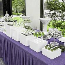 5-Tier White Acrylic Self-Serve Food Display Stand With Hollow Base, Suitable For Breakfast, Buffet, Wedding, Party - White - View 3
