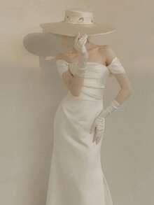 Lightweight, Vintage-Style Wedding Dress In White Satin-Simple, Elegant, And Featuring A Short Train. - 白色 - 查看 7