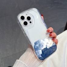 1个时尚TPU材质透明米色云月图案防震防滑保护手机壳，兼容、荣耀等手机。 - 無色 - 查看 3