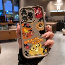 Custodia per telefono Disney Il Re Leone Simba, per iPhone 17 Pro Max, 17 Pro, 16, 15, 14 Plus, 13, 12, 11 Pro Max, XS Max, XR, design minimalista, carino e alla moda con cartoni animati. - Cachi - Visualizzare 1