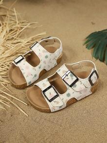 1 par de sandalias retro frescas con diseño de hebilla para niños, de suela blanda antideslizante y punta abierta, adecuadas para el verano - Rosa - Ver 4