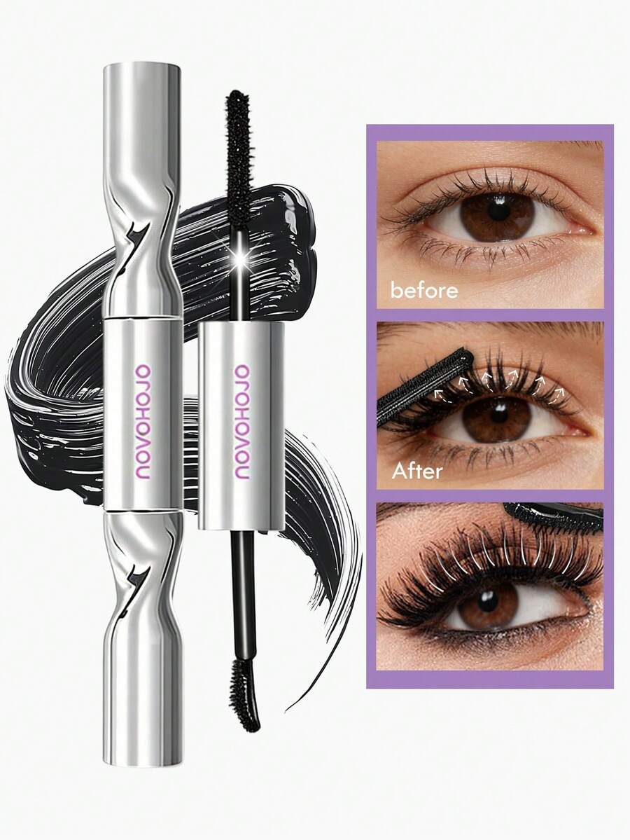 NOVO 2-In-1 Dual-Ended Mascara – Curl & Lock, Volumizing + Lengthening (No Raccoon Eyes, Smudge-Proof All Day)R - 查看 1