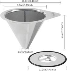 Mongdio Pour Over Coffee Dripper, Stainless Steel Coffee Dripper, Reusable Metal Coffee Filter, Double Mesh Design Of Pour Over Coffee Maker With Removable Base, 1-2 Cups - ColorA - View 5