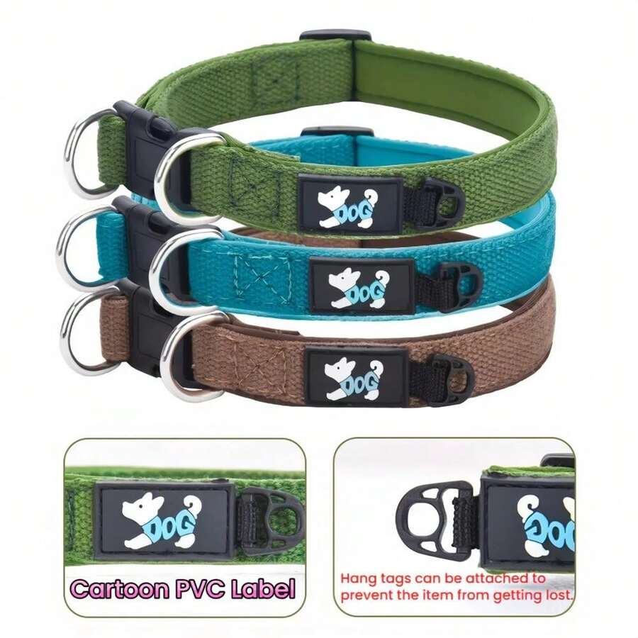 1pc Adjustable Comfortable Padded Nylon Heavy Duty Dog Collar With Safety Buckle, Durable Pet Neck Strap For Outdoor Daily Use, Suitable For Small/Medium/Large Dogs - Multicolor - View 1