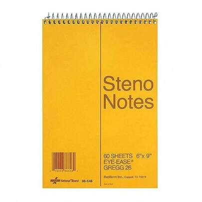 Steno Notebook Gregg-Ruled Green Eye-Ease Paper Brown Cover 6" X 9" 60 Sheets 36646