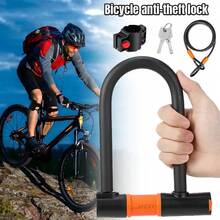 U Shaped Bike Lock With Two Keys Heavy Duty Cable With Bracket Bicycle Lock - VJO0097 - View 9