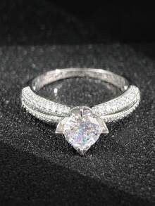 MOONSO 1 pieza Nuevo anillo de compromiso y boda de mujer con diseño exquisito y circonita cúbica incrustada R4417 - r4417 - Ver 6