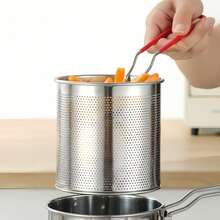 1 buah Penggorengan Stainless Steel, Panci Minyak Rumah Tangga Kecil, Penggorengan Kecil dengan Filter, Penggorengan Mini Hemat Minyak untuk Kompor Elektromagnetik untuk Menggoreng Kentang Goreng, Ayam, Nasi, Kembang Kol, Nugget Ayam, dengan Baki Penghemat Minyak, Penggorengan Mini Praktis dan Nyaman dengan Keranjang Goreng - Penggorengan - View 7