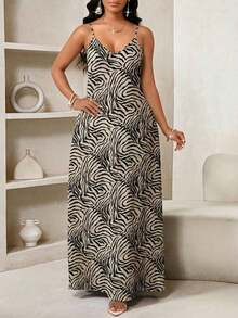 Lady Vestido de verano casual de tirantes finos con estampado de cuadros, vestido de playa, vestido de fiesta, vestido de invitada de boda para mujer, vestido de festival de verano - Multicolor - Ver 1