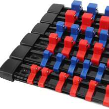 6PCS Drive Socket Organizer Holder, Heavy Duty Socket Rail For 1/4in 3/8in 1/2in SAE And Metric Shallow Deep Sockets, With Removable Clips For Garage Workshop Tool - A - View 3