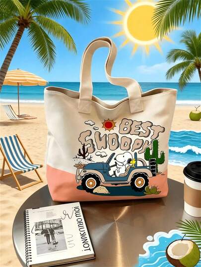  Túi tote vải bố cỡ lớn hình Snoopy, bền chắc, thích hợp đựng laptop, sách vở, đồ dùng du lịch, tuyệt vời cho đi làm, đi nghỉ mát, món quà lý tưởng cho lễ tốt nghiệp, tựu trường, sinh nhật, Ngày Valentine, Ngày của Mẹ.
