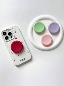 Bahan Silikon Warna Solid, Macaron, Warna Pastel, Pegangan Ponsel Silikon Bulat, Dudukan Ponsel Anti Selip, Dudukan Ponsel Lipat, Kompatibel dengan Ponsel Apple & Android, Pilihan Warna Beragam, Hadiah Hari Ibu - MultiWarna - View 4