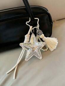 Blogger Shared Personalized Car Key Chain, DIY Key Chain, Key Pendant, Heart And Star Shaped Pendant, Backpack Pendant, Handmade Woven Key Chain, Bag Charm, Backpack Decoration - Multicolor - View 3