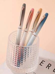Set 51pcs/(1 Pulpen Logam + 50 Kartrid Tinta Isi Ulang) Pulpen Ballpoint Logam Warna Ombre, Tulisan Halus, Cocok untuk Menulis Sehari-hari, Latihan Kaligrafi, Desain Sederhana Namun Elegan, Kembali ke Sekolah - set 51 buah - View 4