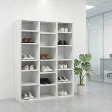 シューズラック スチール製 3列6段 18足収納可能 可動棚 幅90cm*奥行35cm*高さ119cm 簡単組立 転倒防止 頑丈 靴箱 下駄箱 靴入れ オフィス収納 業務用 事務所/会社/店舗/病院/学校/更衣室対応 ホワイト - ホワイト + スチール1 - チェックする 1